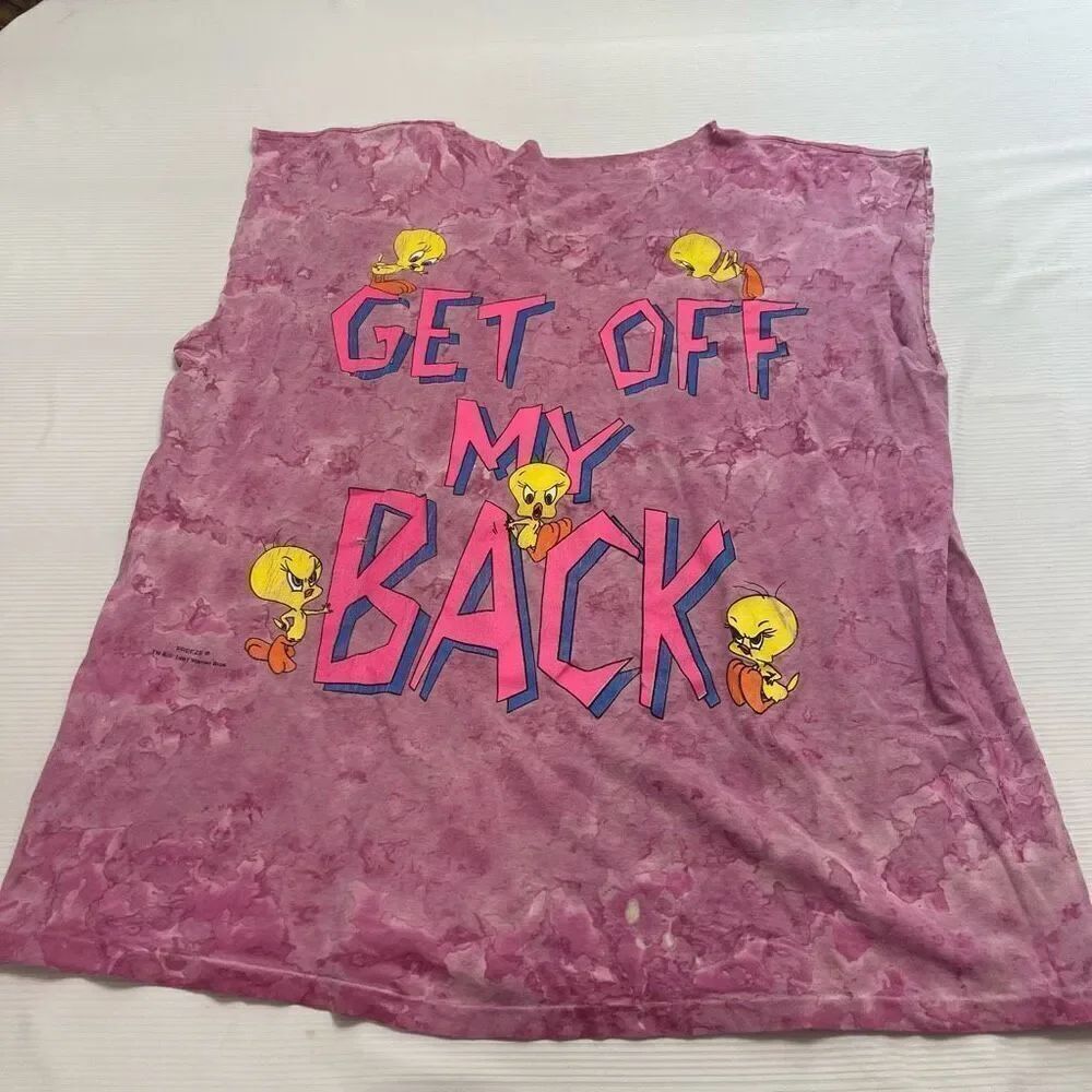Warner Bros Tweety Bird Get Off My Back Vintage Y2k T-Shirt Size XL